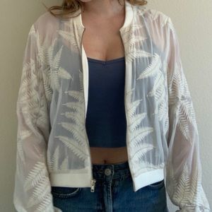 Fern patterned bomber jacket